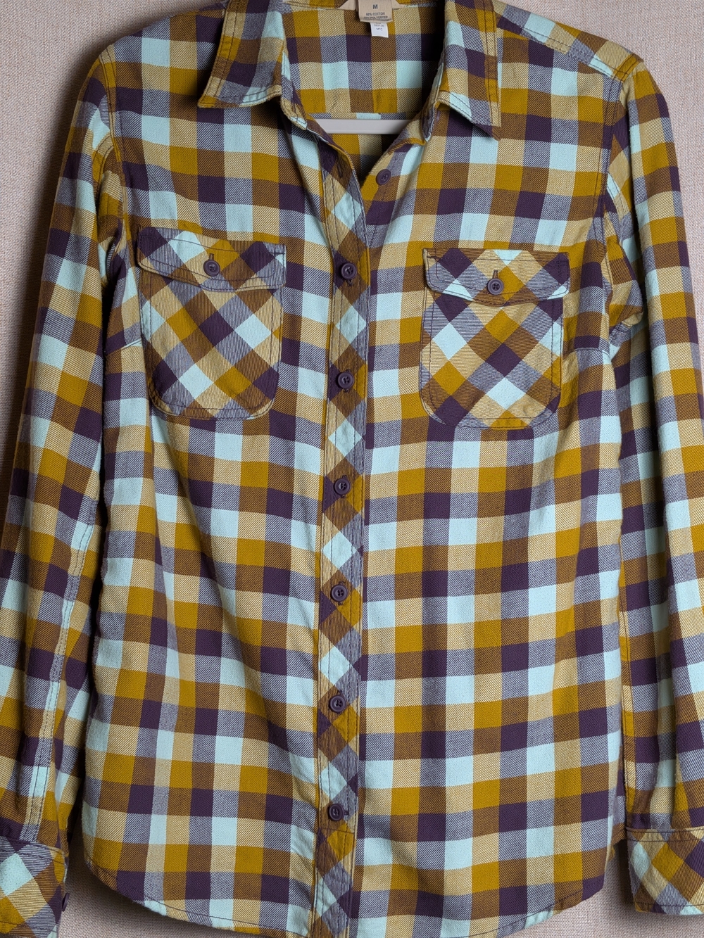 Duluth Trading Co Women’s Medium Plaid Flannel Shirt Roll Tab Outdoor